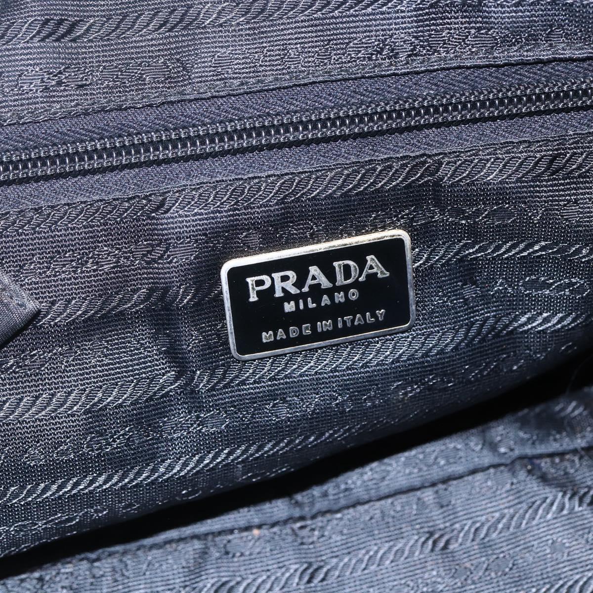 PRADA Beads Fringe Tote Bag Nylon Black Silver Auth bs30470