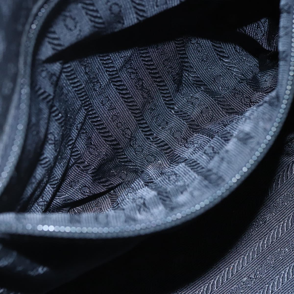 PRADA Beads Fringe Tote Bag Nylon Black Silver Auth bs30470