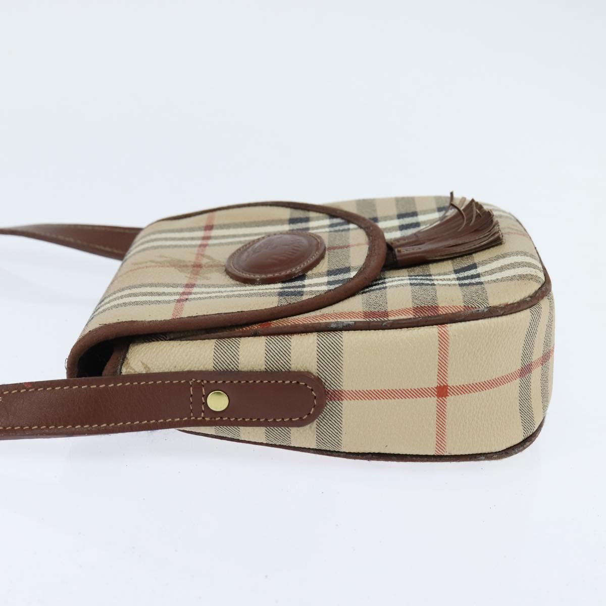 Burberrys Nova Check Shoulder Bag PVC Beige Gold Auth bs30473