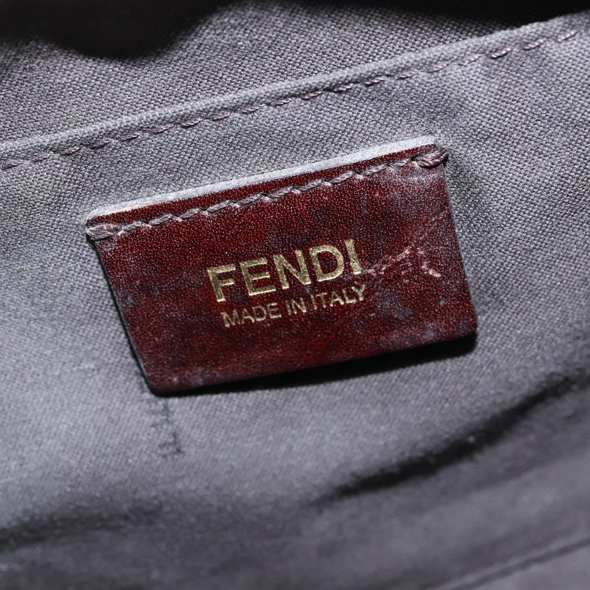 FENDI Zucchino Canvas Shoulder Bag Nylon Beige Gold Auth bs30474