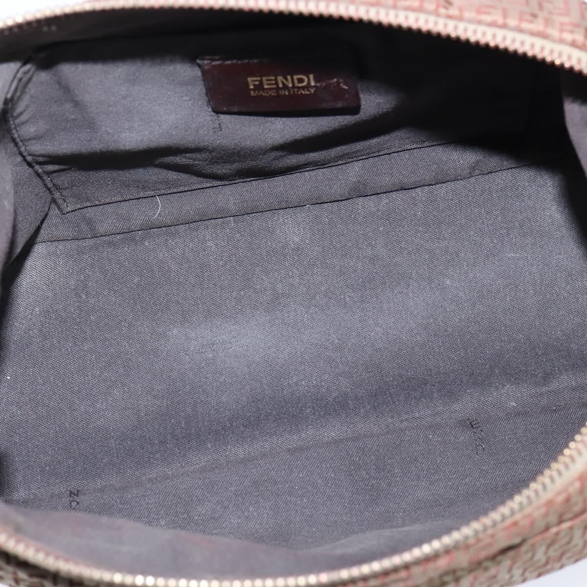 FENDI Zucchino Canvas Shoulder Bag Nylon Beige Gold Auth bs30474