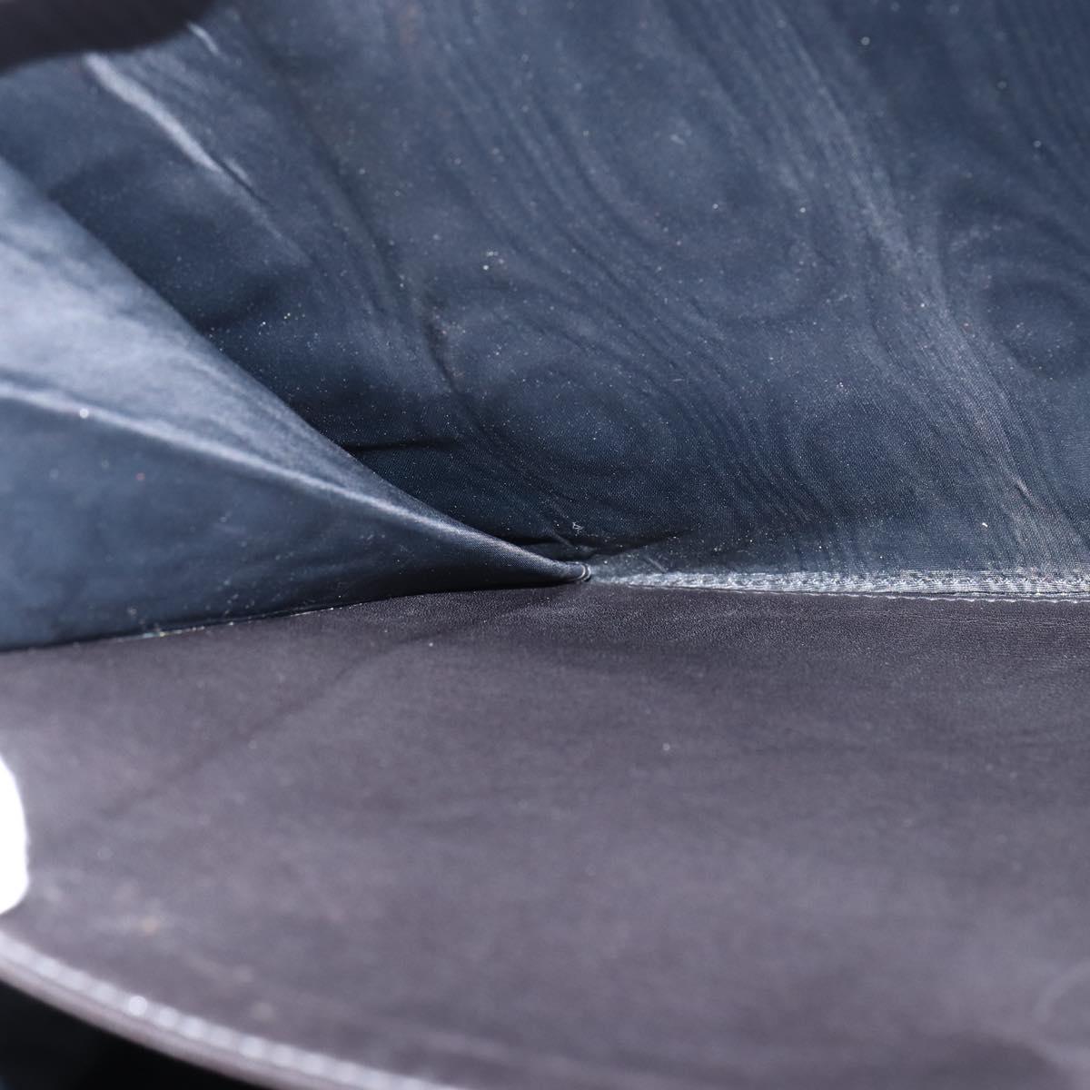 CHANEL Briefcase Patent leather Black Gold CC Auth bs30475