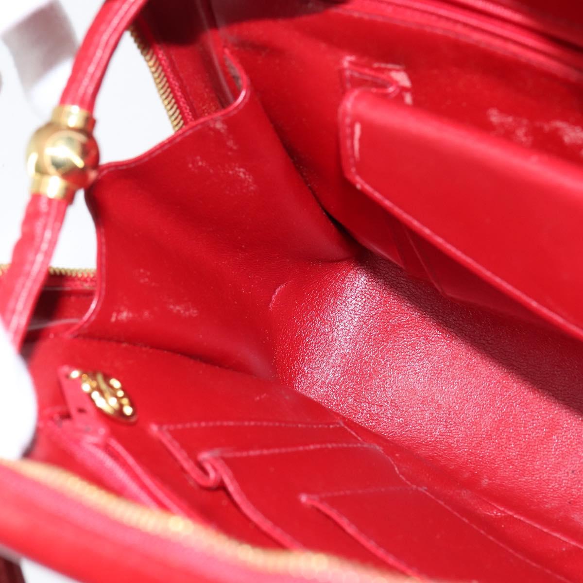 CHANEL V Stitch Shoulder Bag Lamb Skin Red Gold CC Auth bs30476