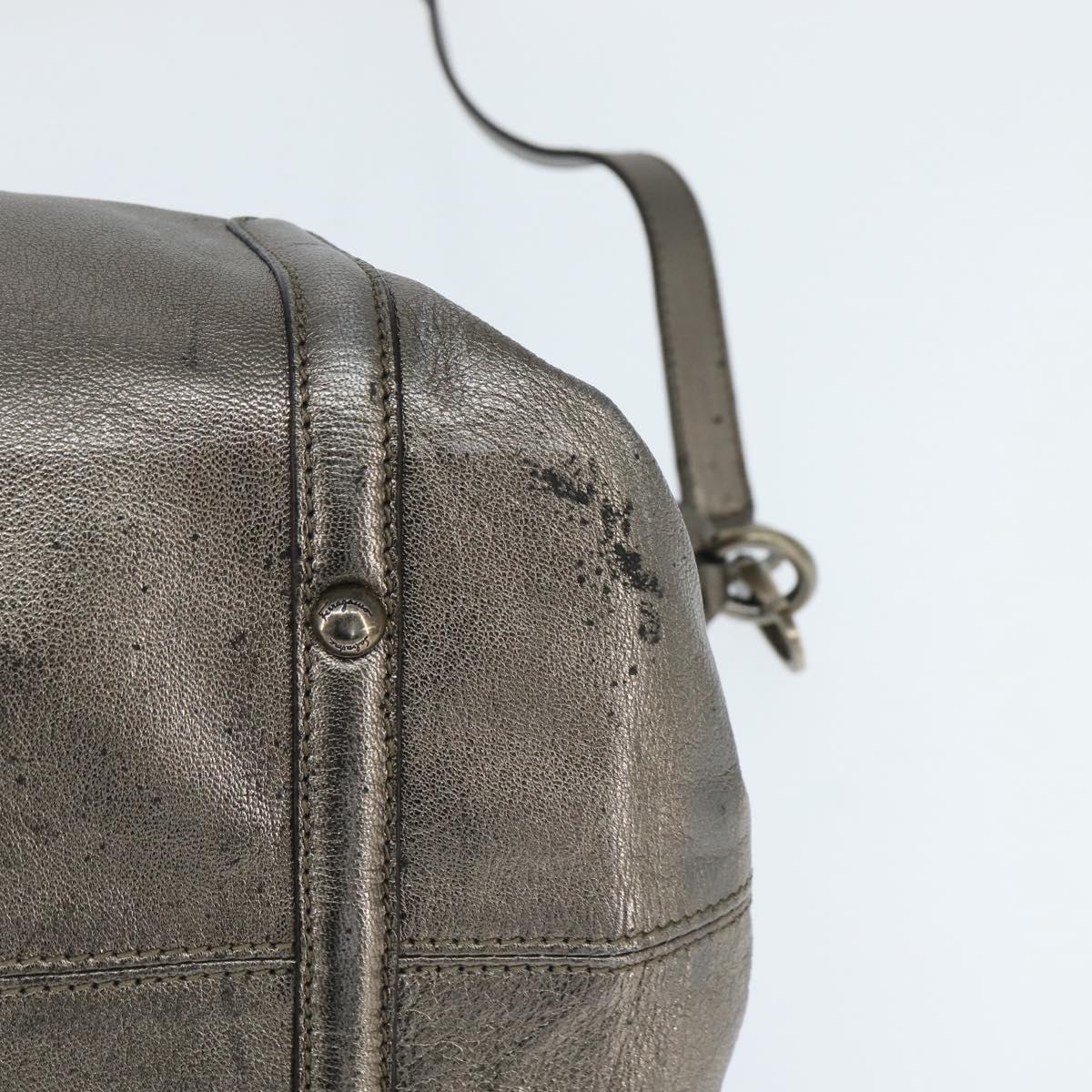 Salvatore Ferragamo Gancini Hand Bag Leather 2way Silver Auth bs30477