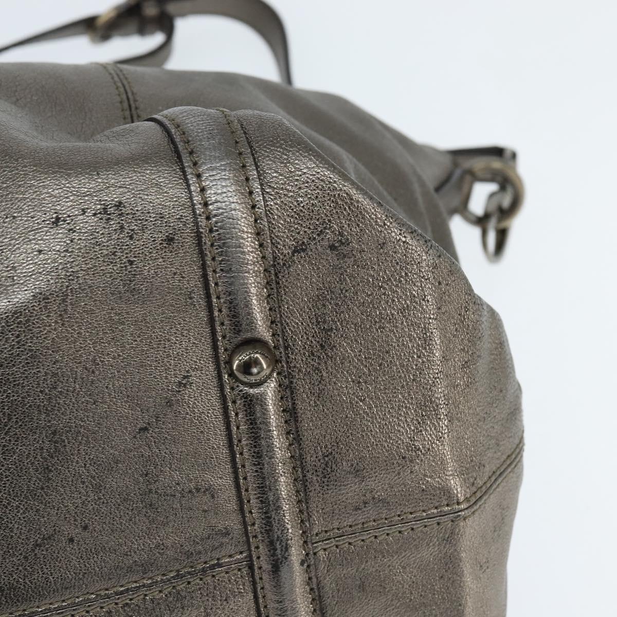 Salvatore Ferragamo Gancini Hand Bag Leather 2way Silver Auth bs30477