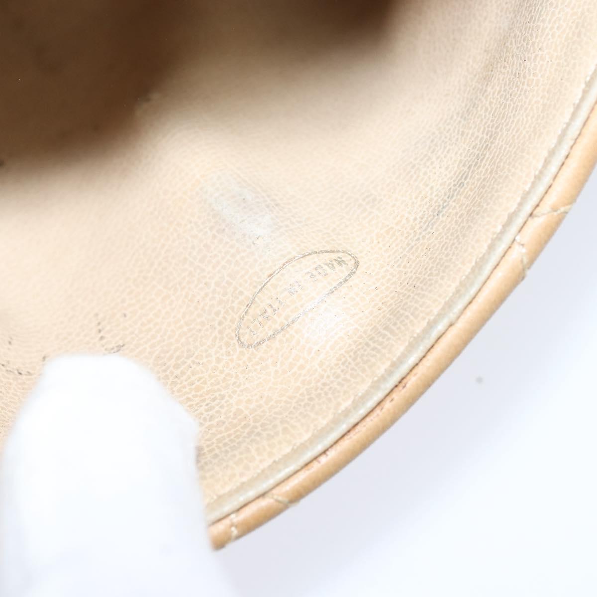 CHANEL Matelasse Waist Pouch Lamb Skin Beige Gold CC Auth bs30480
