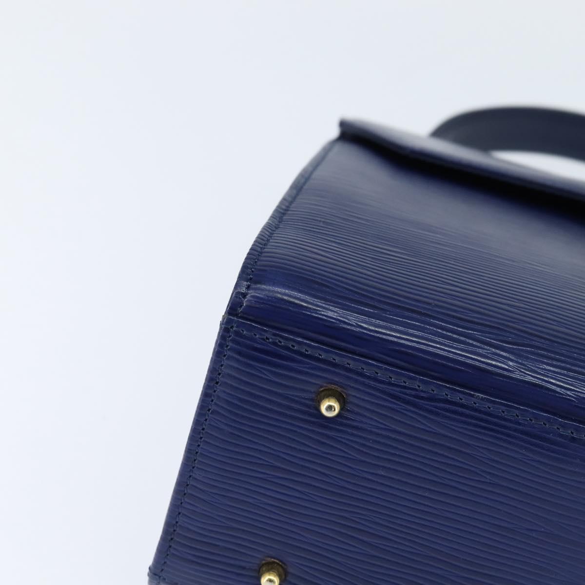 VALENTINO Medal Hand Bag Leather Blue Gold Auth bs30482