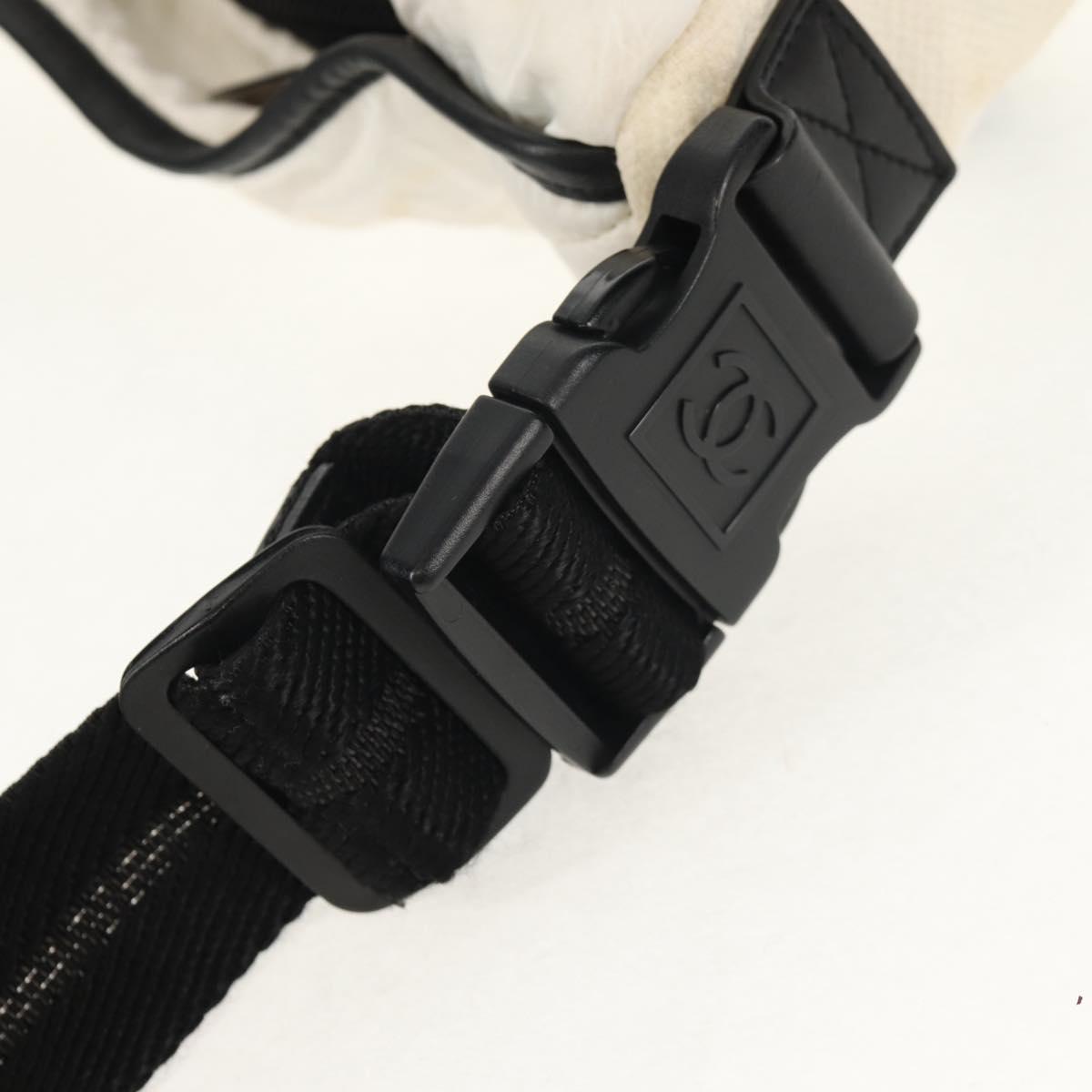 CHANEL Sports Line Shoulder Bag Nylon White Silver CC Auth bs30493