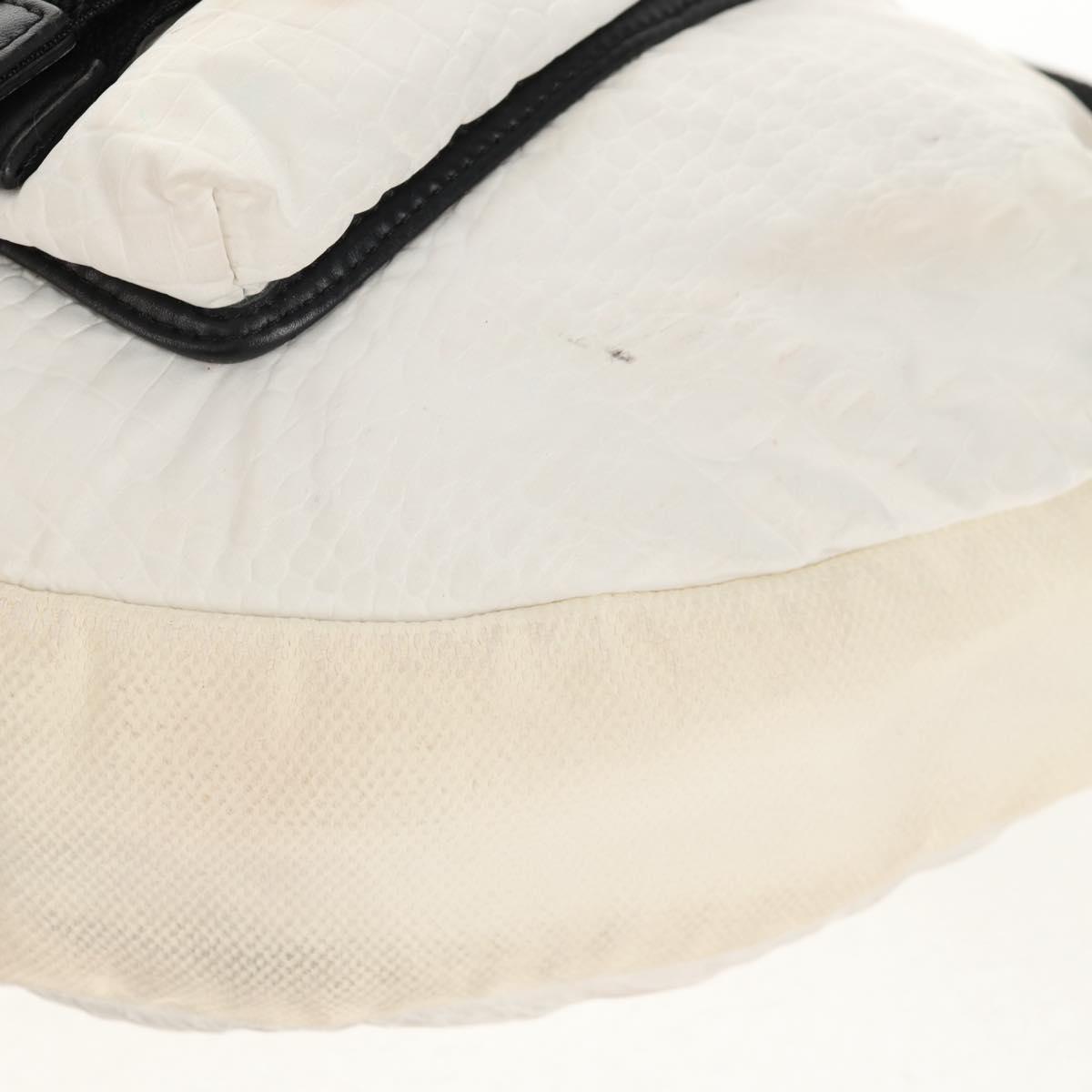 CHANEL Sports Line Shoulder Bag Nylon White Silver CC Auth bs30493