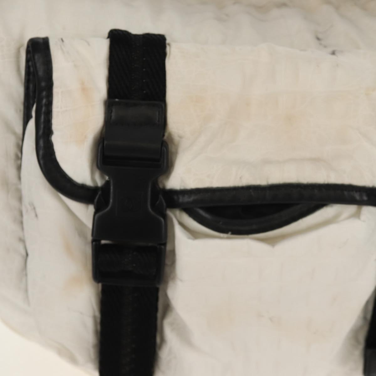 CHANEL Sports Line Shoulder Bag Nylon White Silver CC Auth bs30493