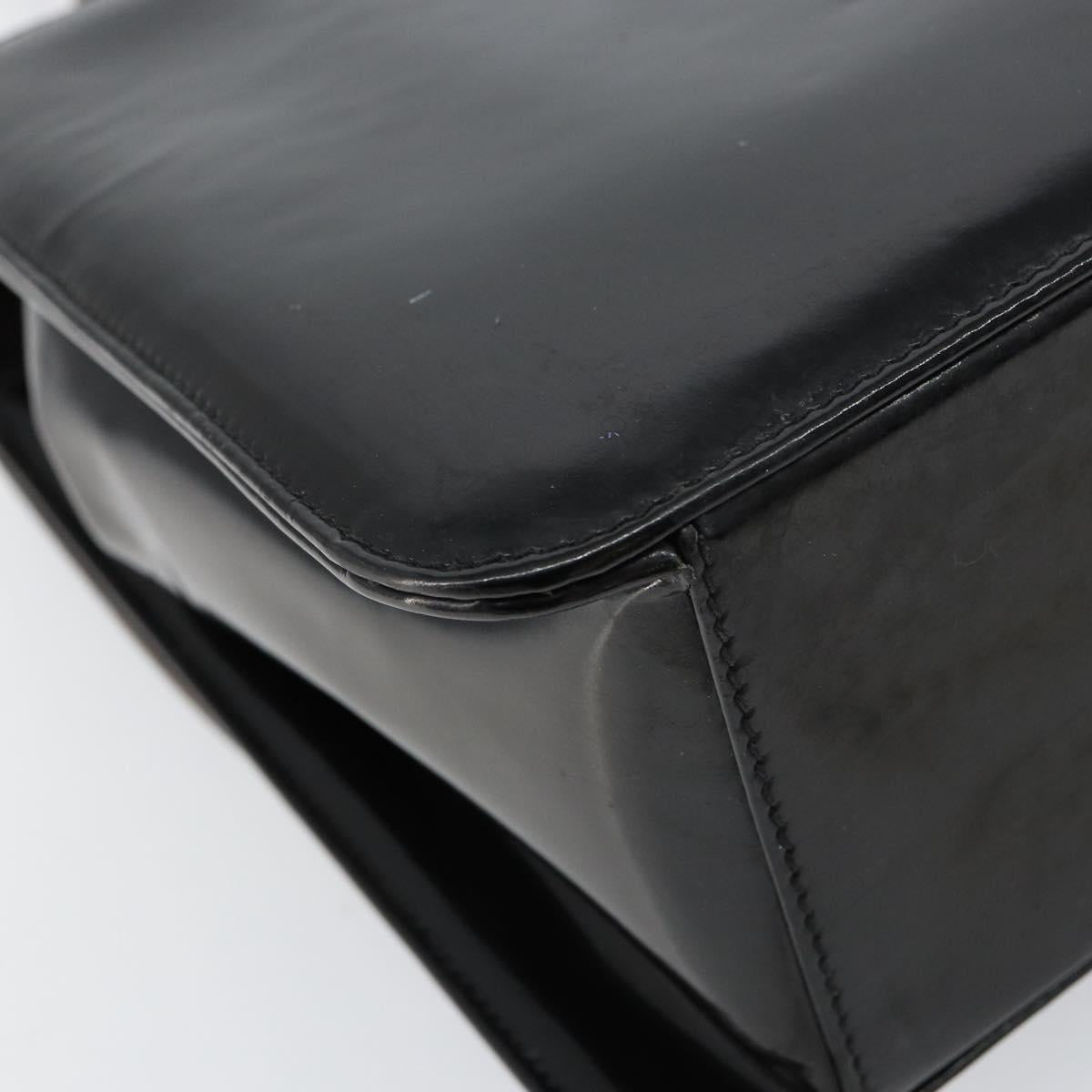 CHANEL Flap Chain Shoulder Bag Patent leather Black Silver CC Auth bs30494