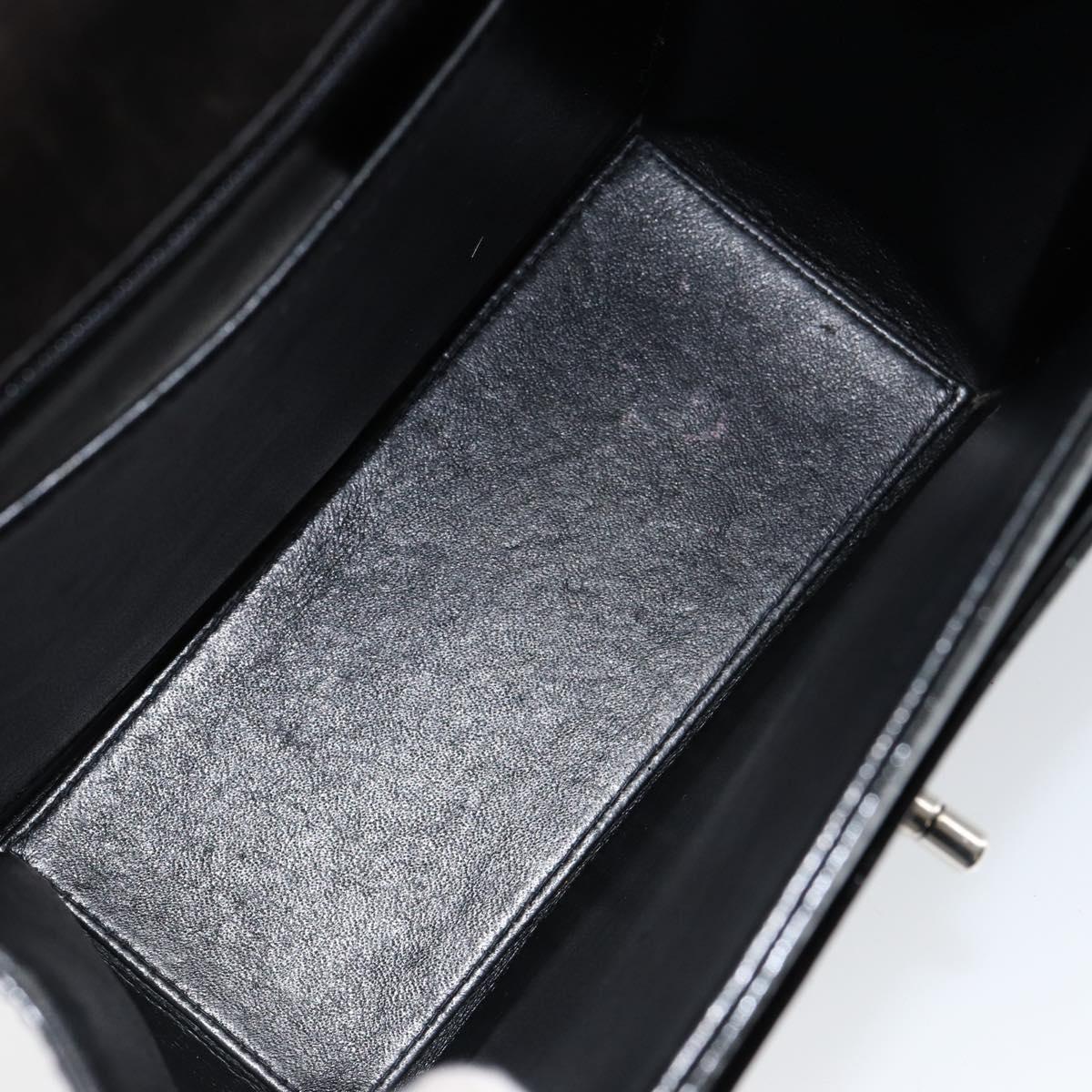 CHANEL Flap Chain Shoulder Bag Patent leather Black Silver CC Auth bs30494