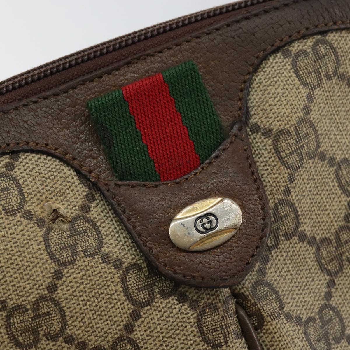 GUCCI GG Supreme Web Sherry Line Bag PVC Beige Gold 904 02 047 Auth bs30496