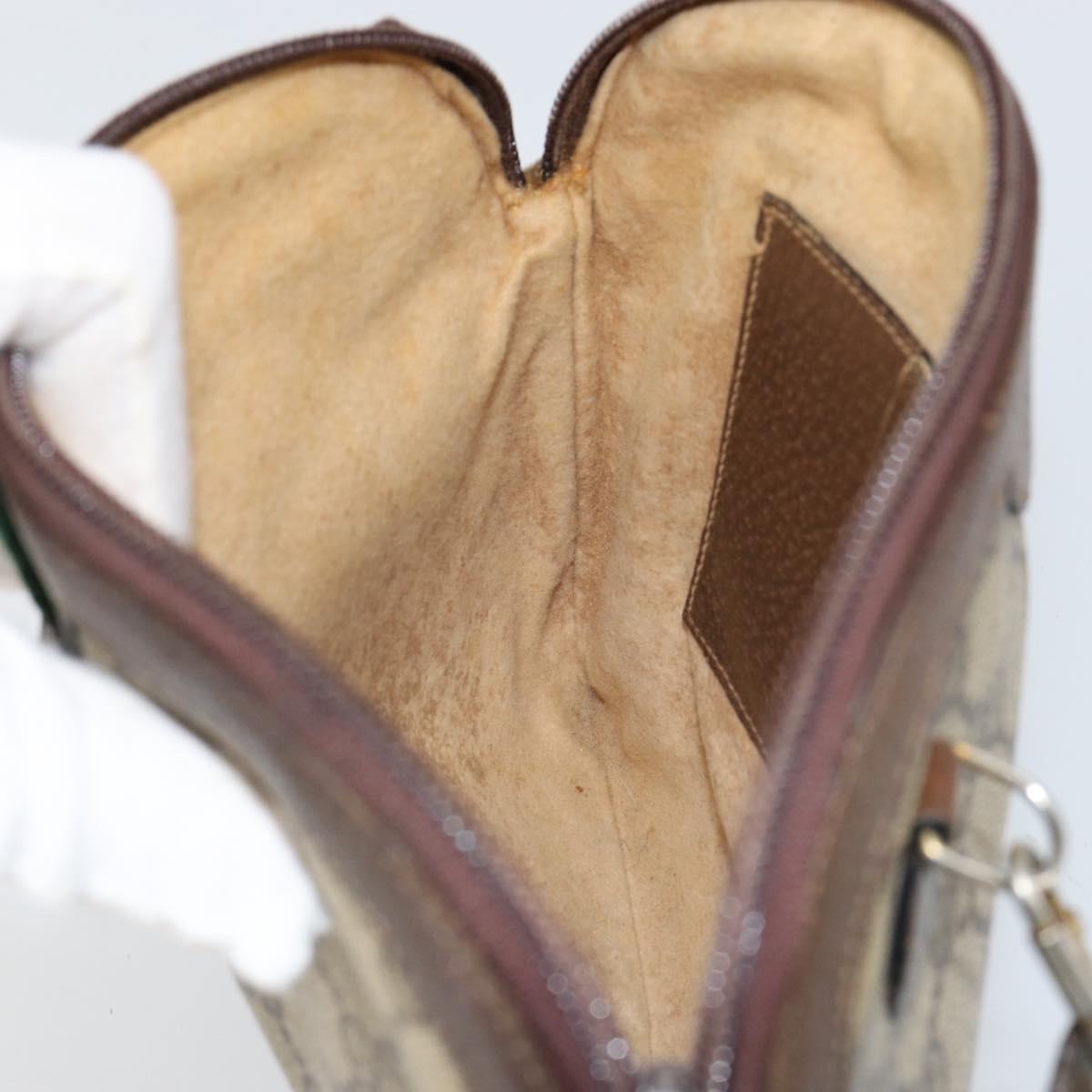 GUCCI GG Supreme Web Sherry Line Bag PVC Beige Gold 904 02 047 Auth bs30496