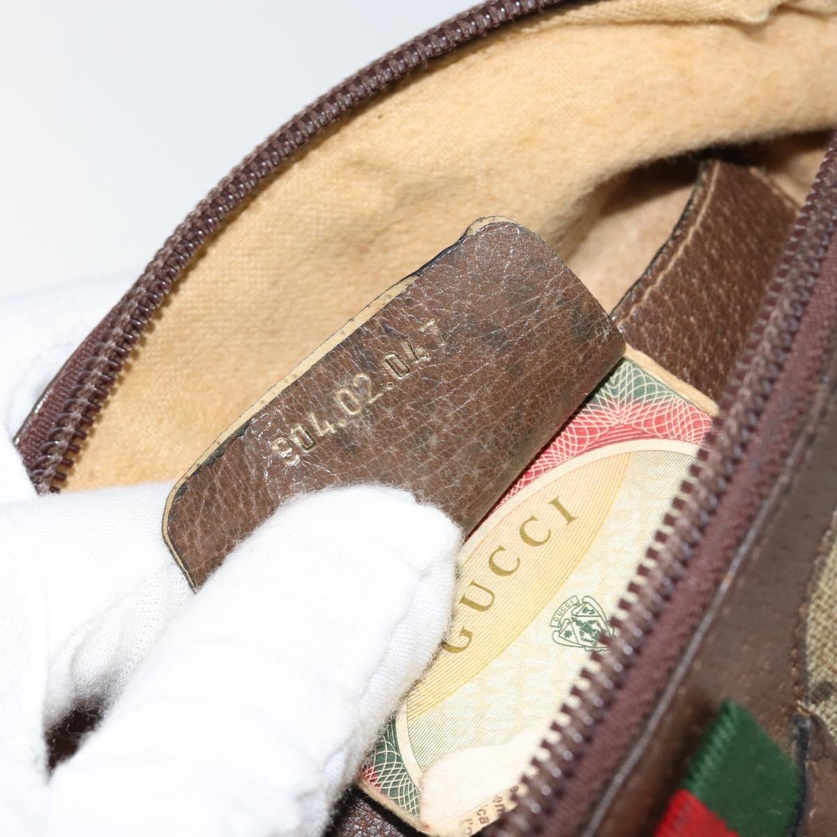 GUCCI GG Supreme Web Sherry Line Bag PVC Beige Gold 904 02 047 Auth bs30496