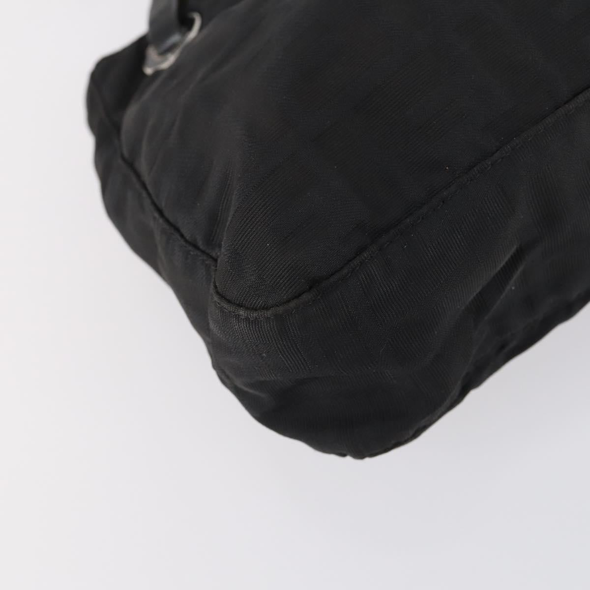 FENDI Zucca Canvas Shoulder Bag Nylon Black Silver Auth bs30501