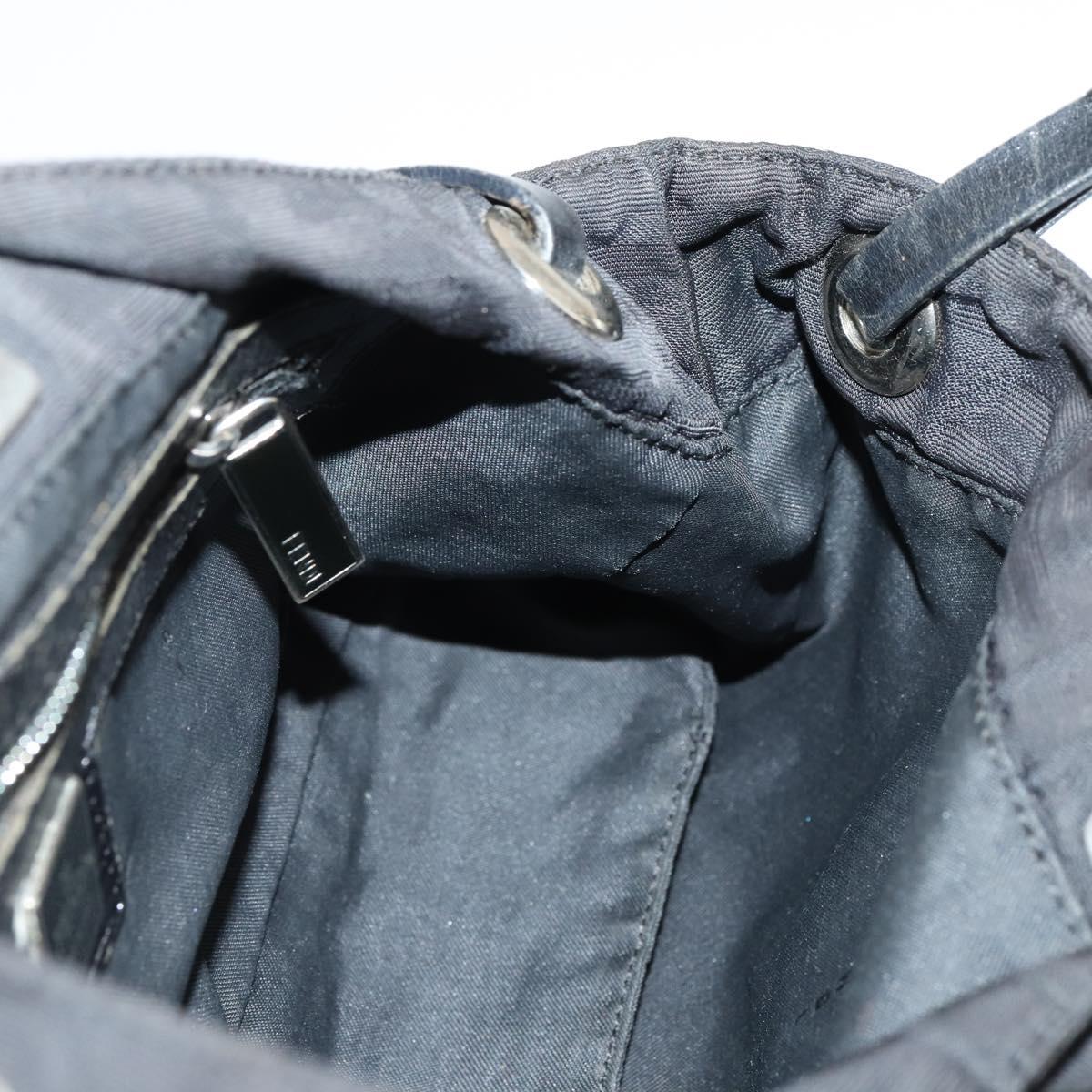 FENDI Zucca Canvas Shoulder Bag Nylon Black Silver Auth bs30501