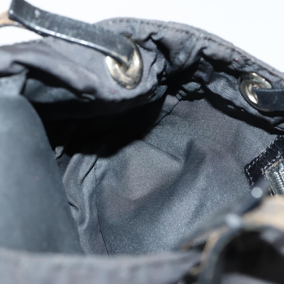 FENDI Zucca Canvas Shoulder Bag Nylon Black Silver Auth bs30501