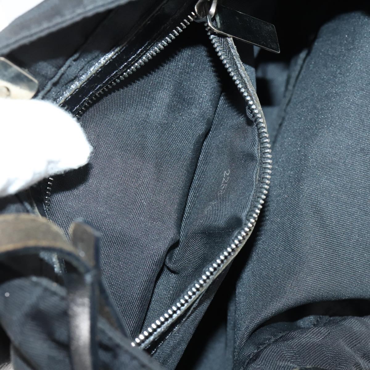 FENDI Zucca Canvas Shoulder Bag Nylon Black Silver Auth bs30501