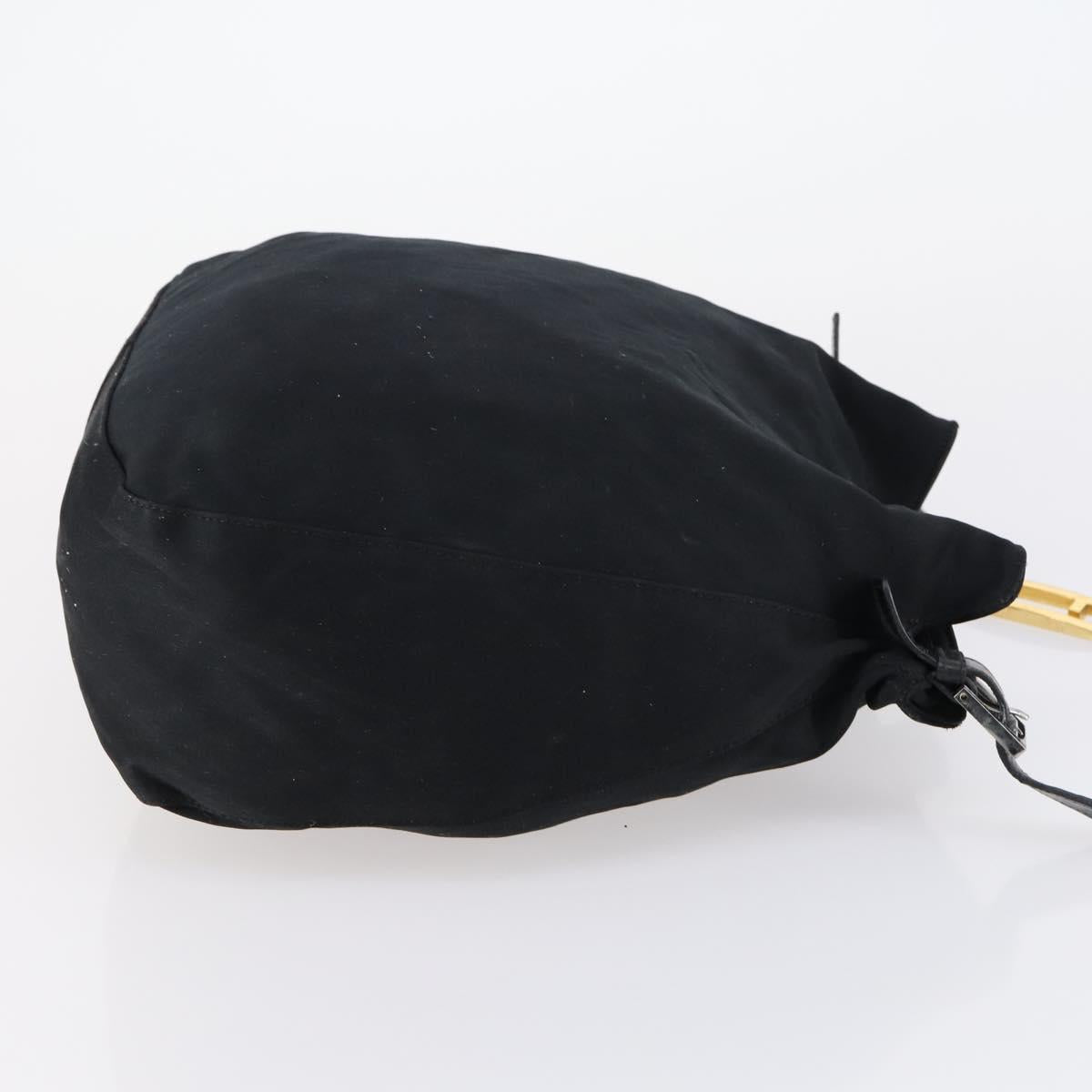 FENDI Shoulder Bag Nylon Black Gold Silver Auth bs30502