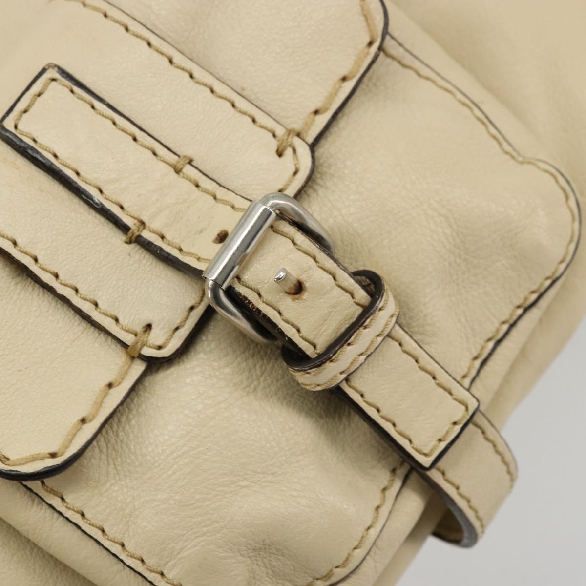 Chloe Edith Boston Bag Leather Beige Silver Auth bs30503