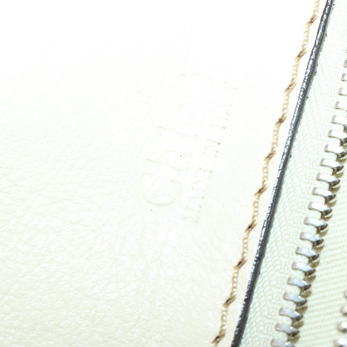 Chloe Edith Boston Bag Leather Beige Silver Auth bs30503