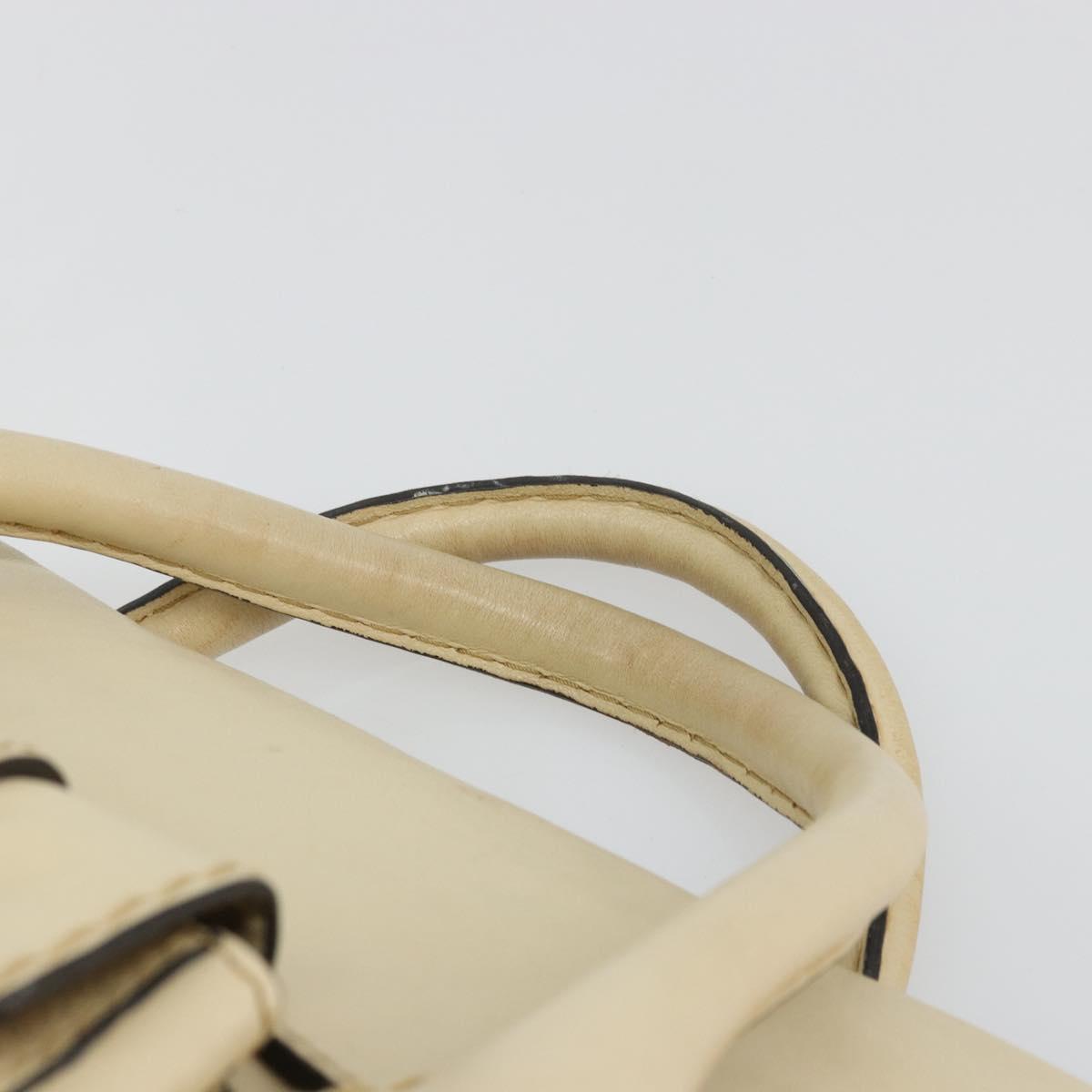 Chloe Edith Boston Bag Leather Beige Silver Auth bs30503