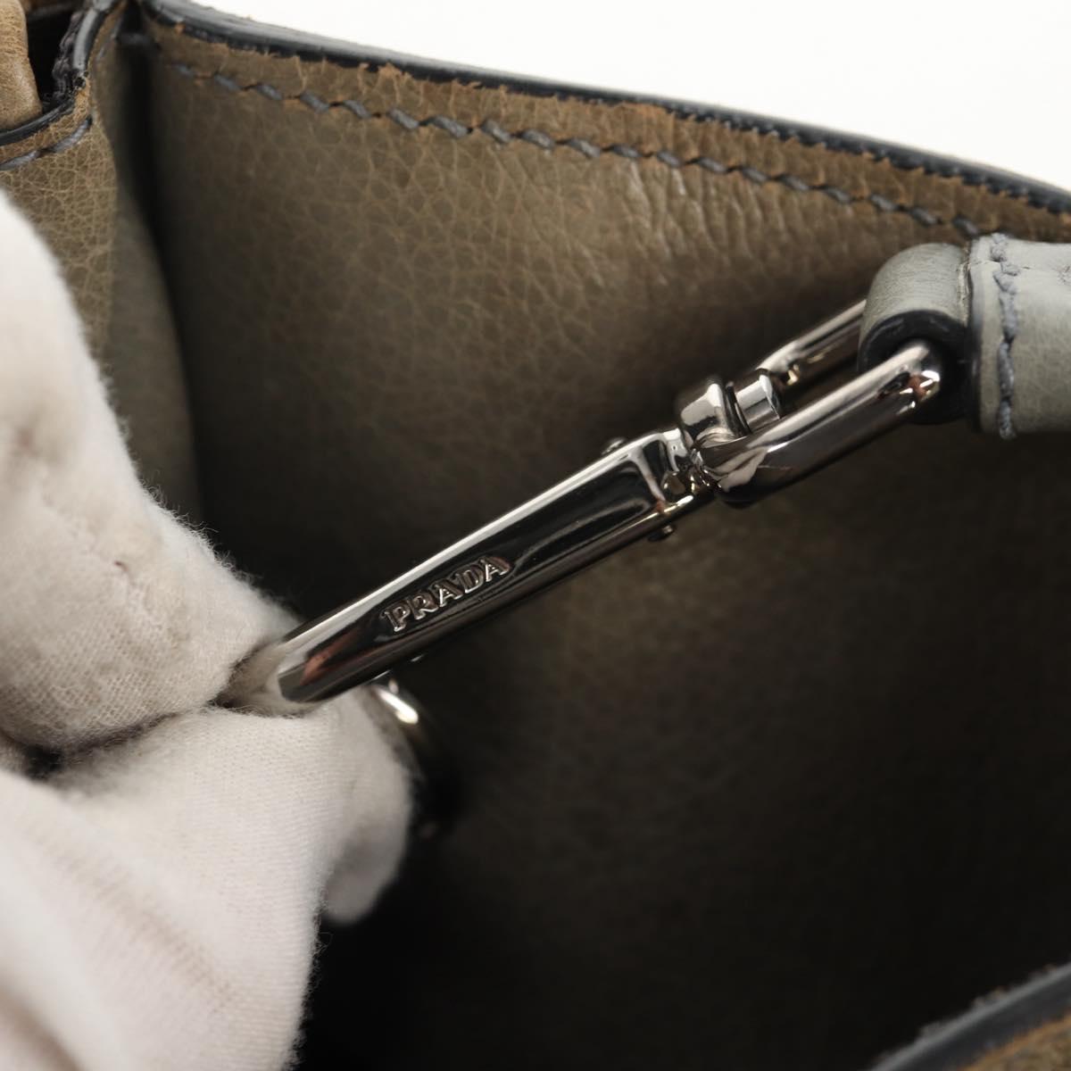 PRADA Tote Bag Leather 2way Gray Silver Auth bs30504