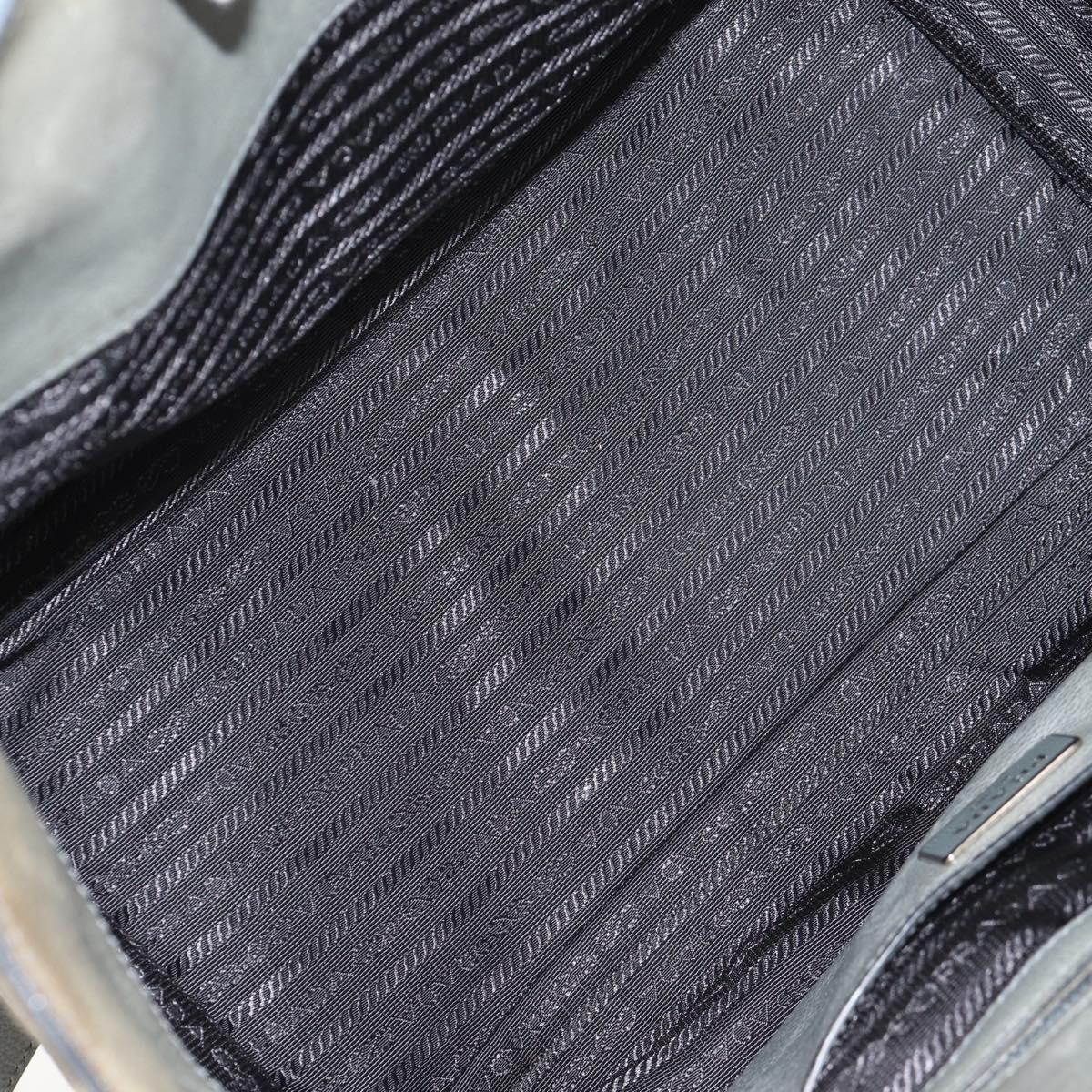 PRADA Tote Bag Leather 2way Gray Silver Auth bs30504