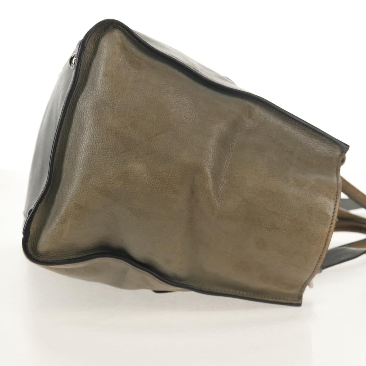 PRADA Tote Bag Leather 2way Gray Silver Auth bs30504