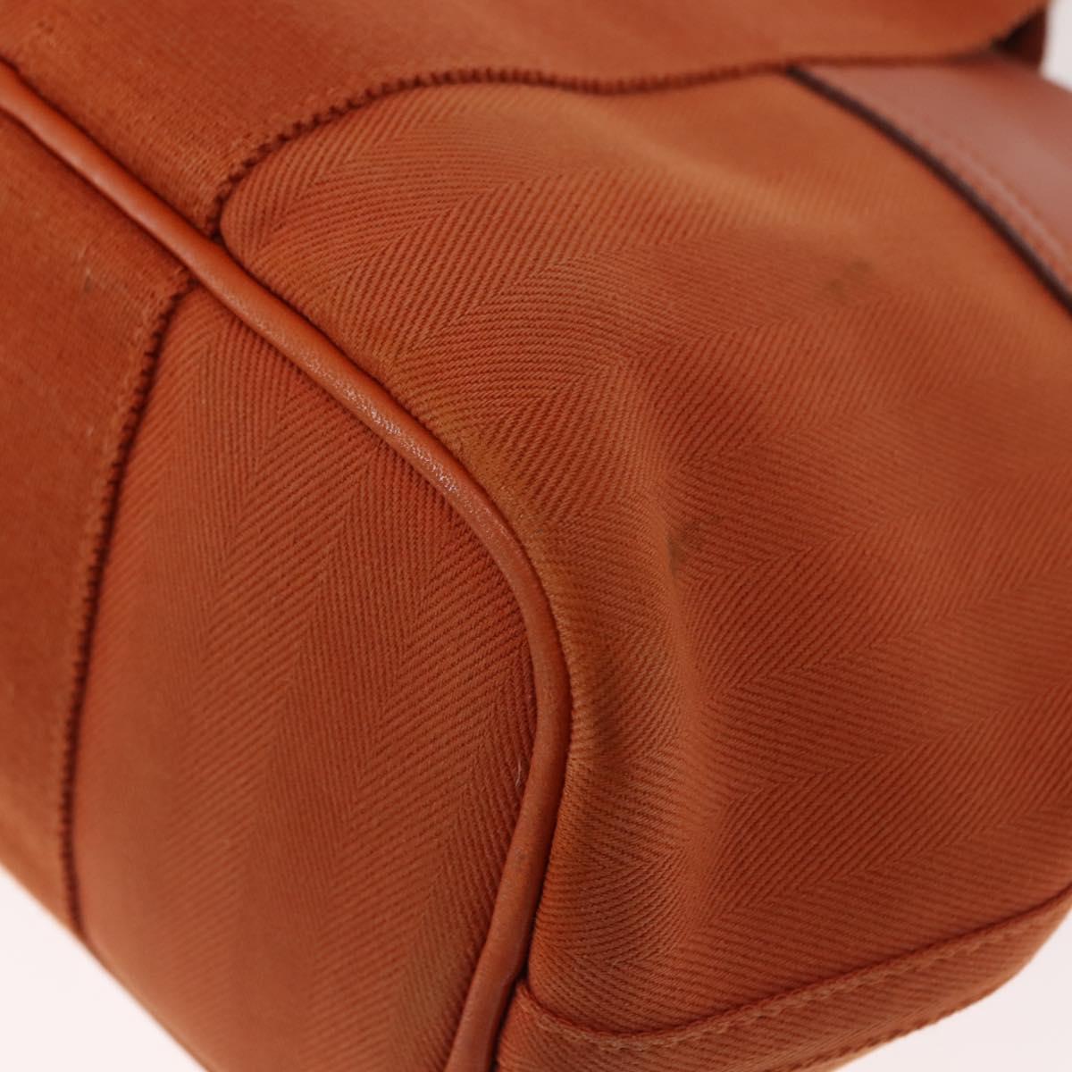 HERMES Valparaiso PM Tote Bag Canvas Leather Orange Silver Auth bs30510