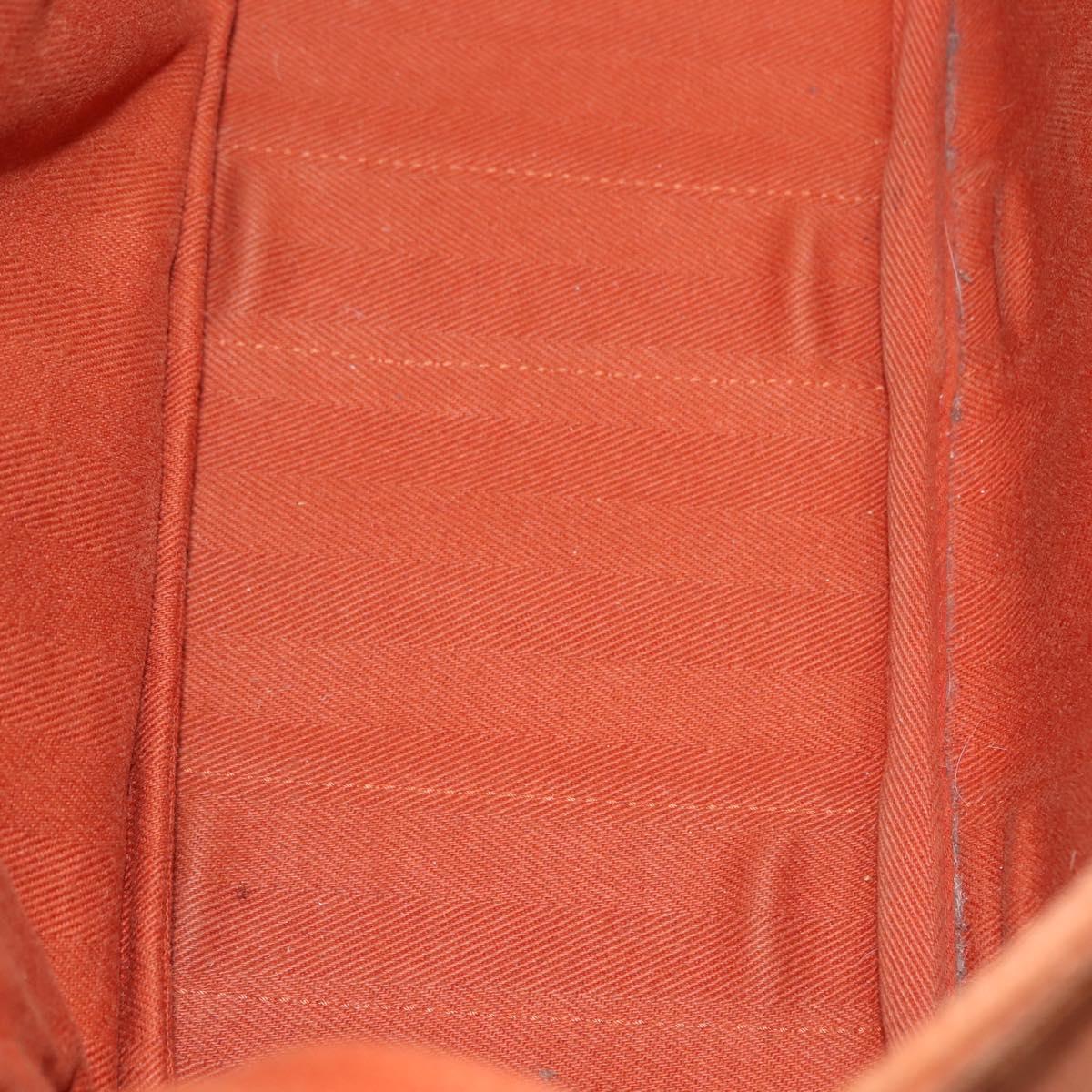 HERMES Valparaiso PM Tote Bag Canvas Leather Orange Silver Auth bs30510