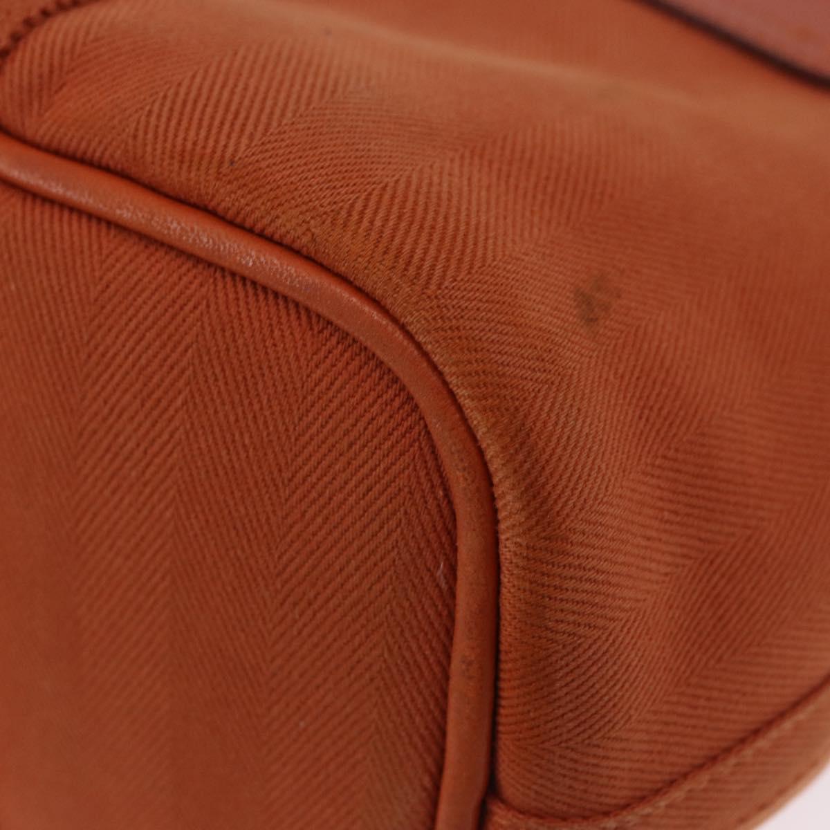 HERMES Valparaiso PM Tote Bag Canvas Leather Orange Silver Auth bs30510