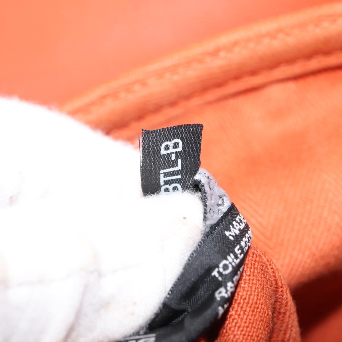 HERMES Valparaiso PM Tote Bag Canvas Leather Orange Silver Auth bs30510