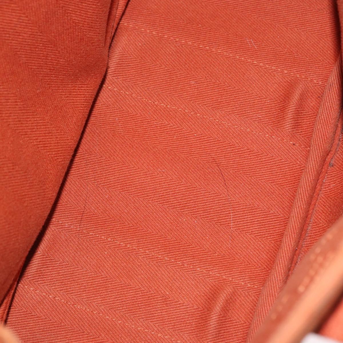 HERMES Valparaiso PM Tote Bag Canvas Leather Orange Silver Auth bs30510