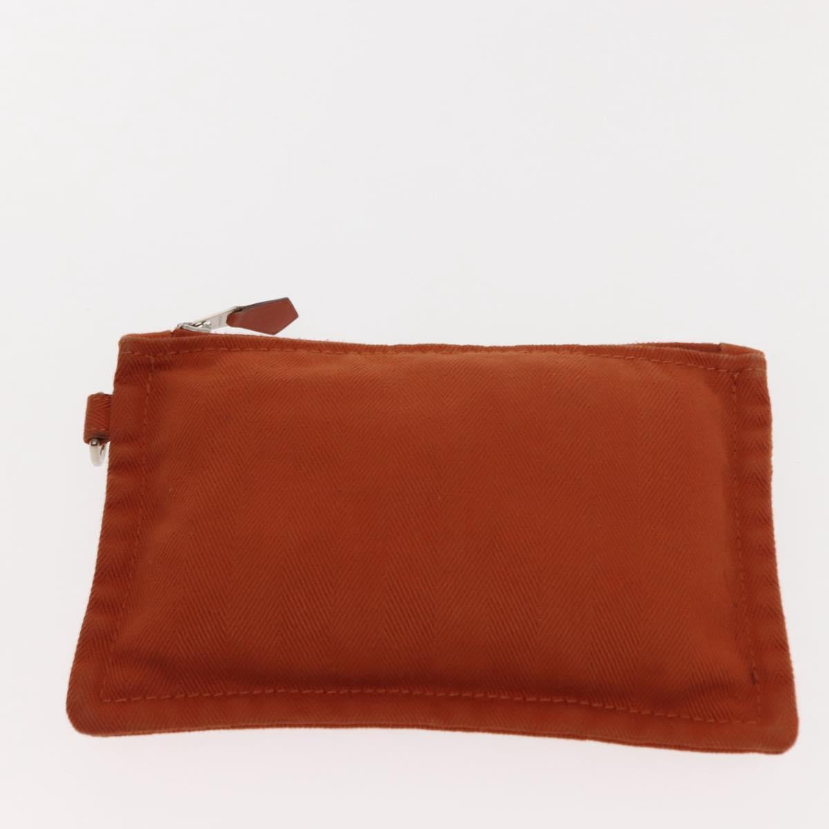 HERMES Valparaiso PM Tote Bag Canvas Leather Orange Silver Auth bs30510