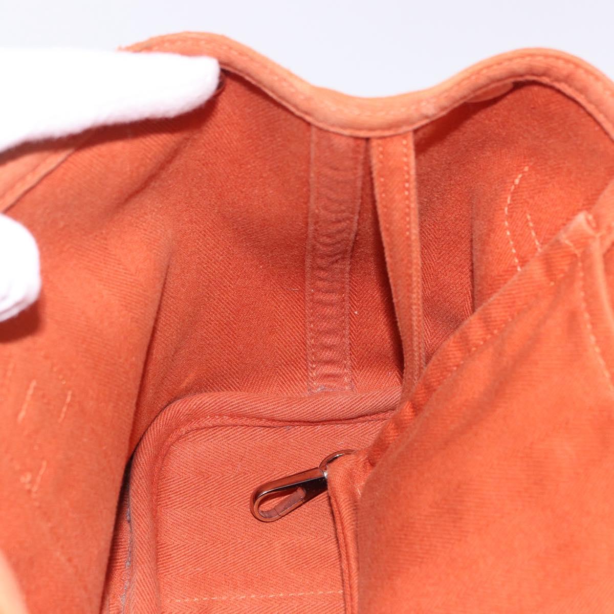 HERMES Valparaiso PM Tote Bag Canvas Leather Orange Silver Auth bs30510