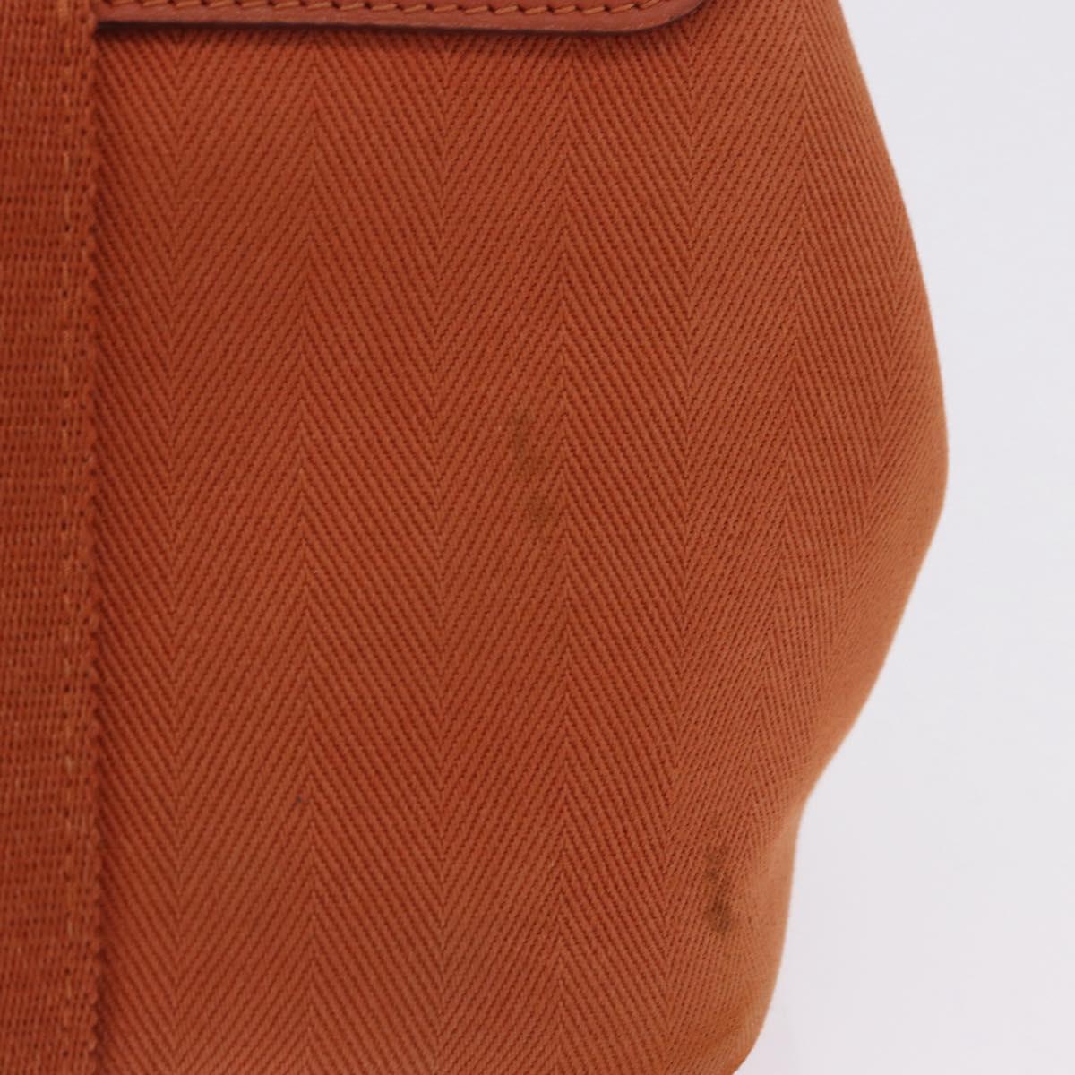 HERMES Valparaiso PM Tote Bag Canvas Leather Orange Silver Auth bs30510
