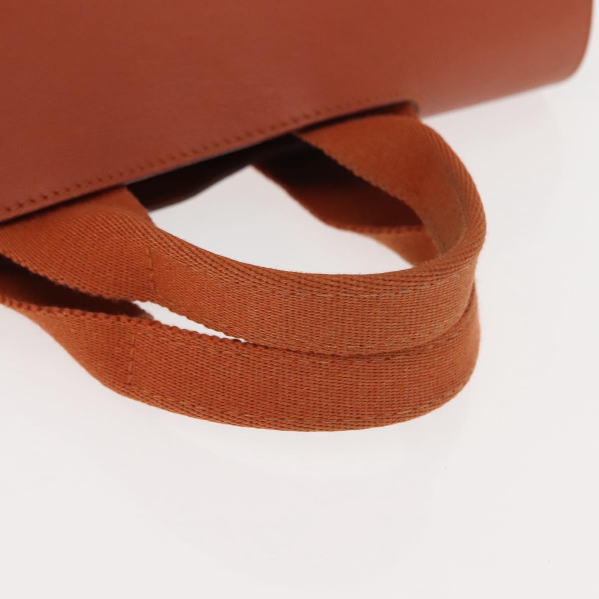 HERMES Valparaiso PM Tote Bag Canvas Leather Orange Silver Auth bs30510