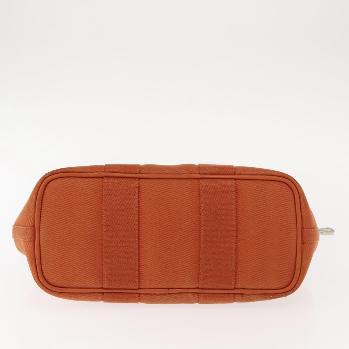 HERMES Valparaiso PM Tote Bag Canvas Leather Orange Silver Auth bs30510