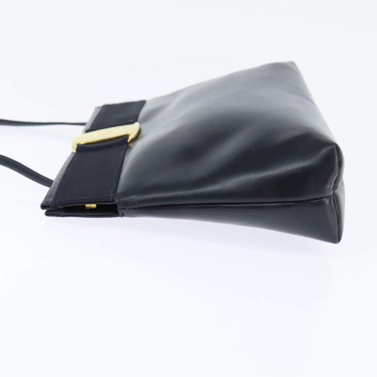 Salvatore Ferragamo Vala Shoulder Bag Leather Navy Gold Auth bs30511