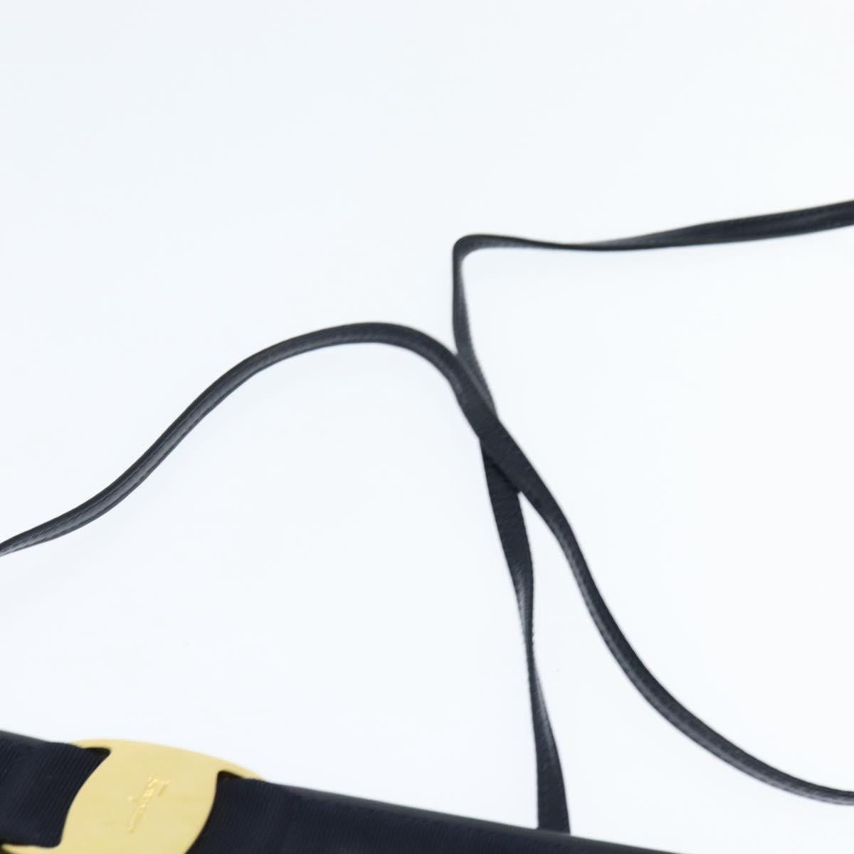 Salvatore Ferragamo Vala Shoulder Bag Leather Navy Gold Auth bs30511