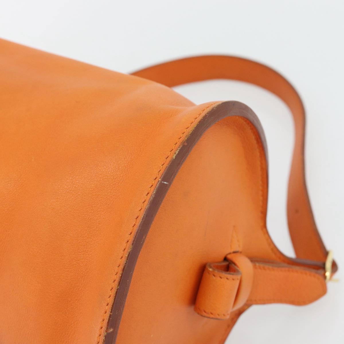 HERMES Doremi Shoulder Bag Leather Orange Gold Auth bs30512