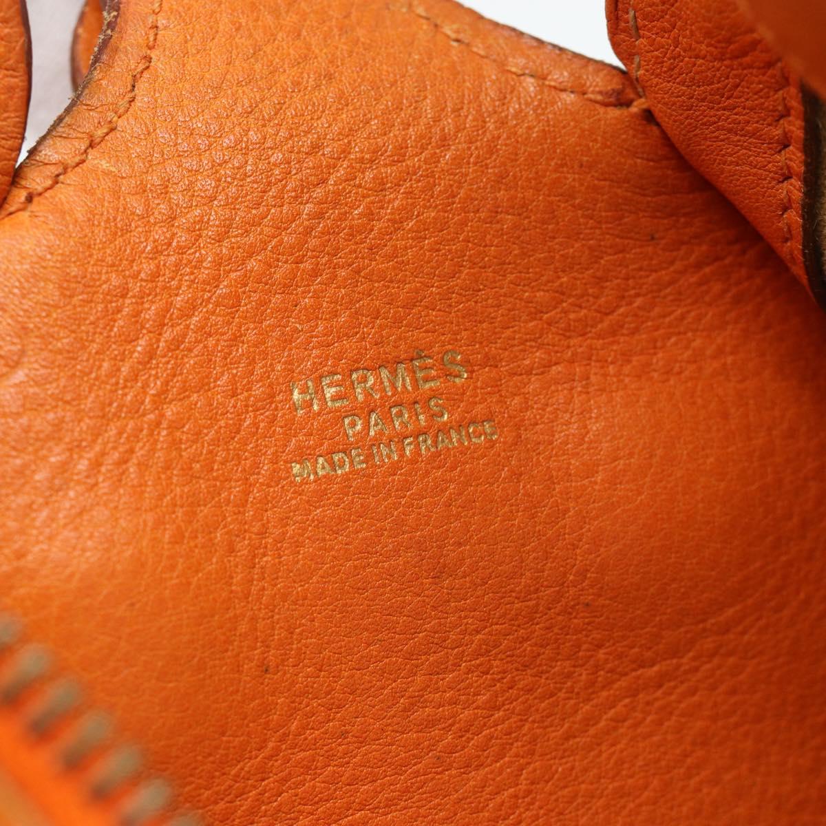 HERMES Doremi Shoulder Bag Leather Orange Gold Auth bs30512