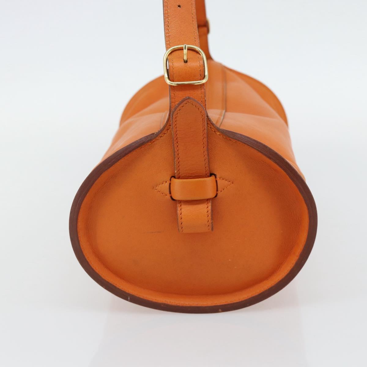 HERMES Doremi Shoulder Bag Leather Orange Gold Auth bs30512