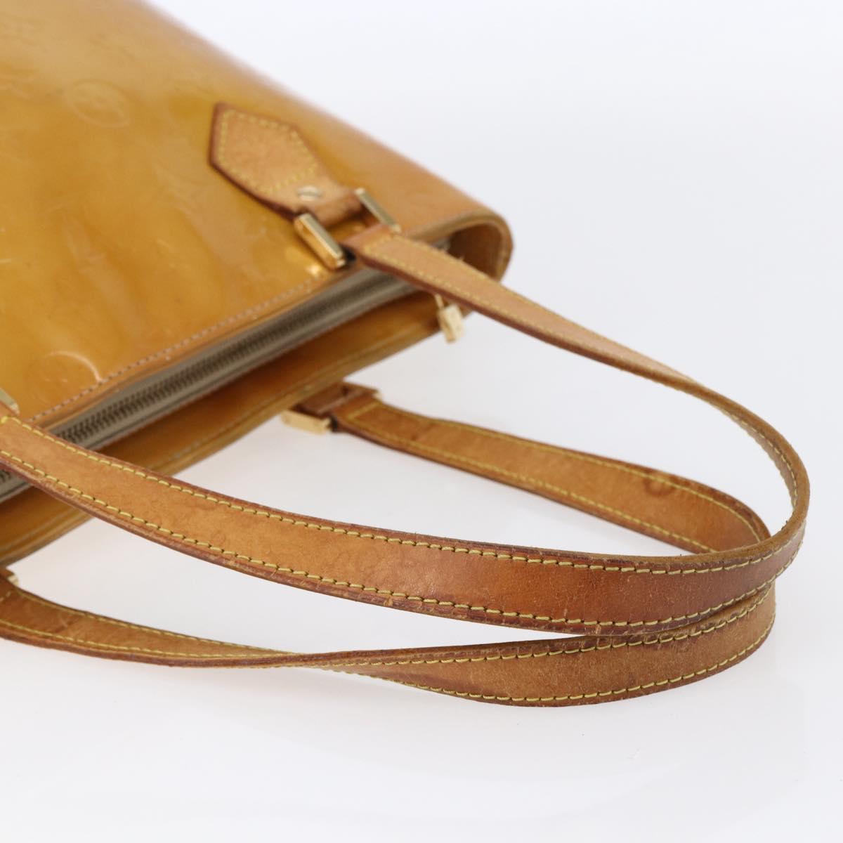 LOUIS VUITTON Monogram Vernis Houston Hand Bag Beige M91004 LV Auth bs30514