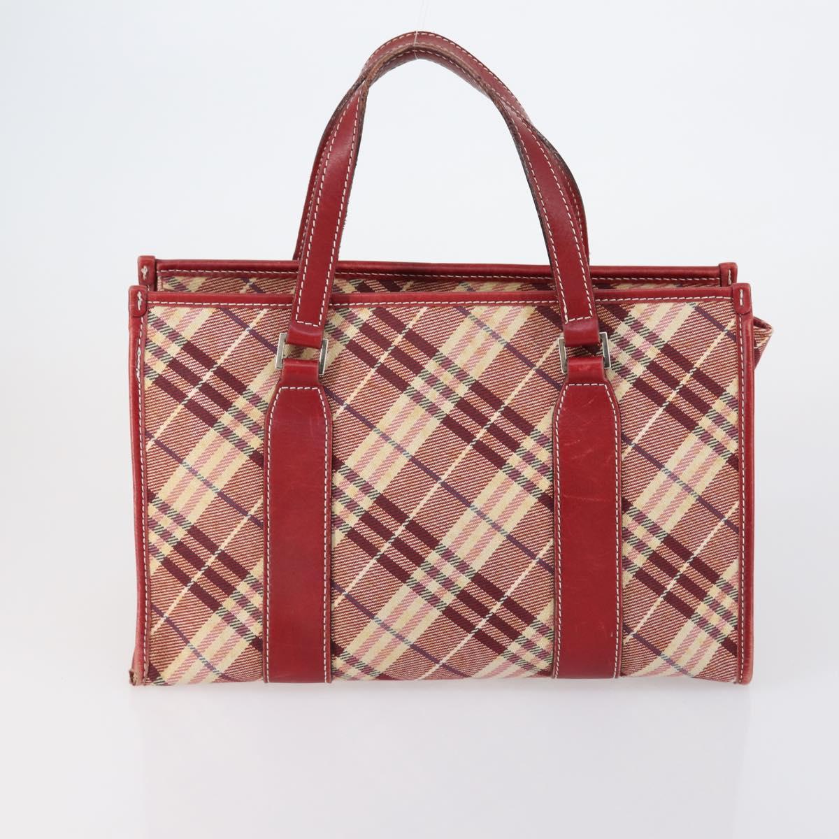 BURBERRY Burberry Nova Check Hand Bag Canvas PVC 4 Set Beige Red Auth bs30523