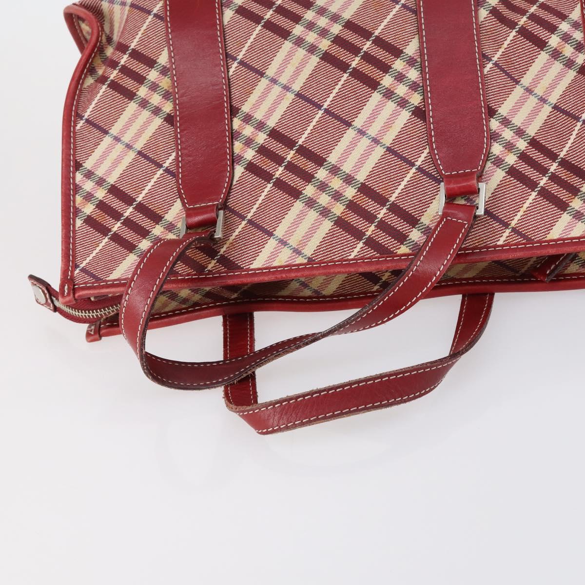 BURBERRY Burberry Nova Check Hand Bag Canvas PVC 4 Set Beige Red Auth bs30523