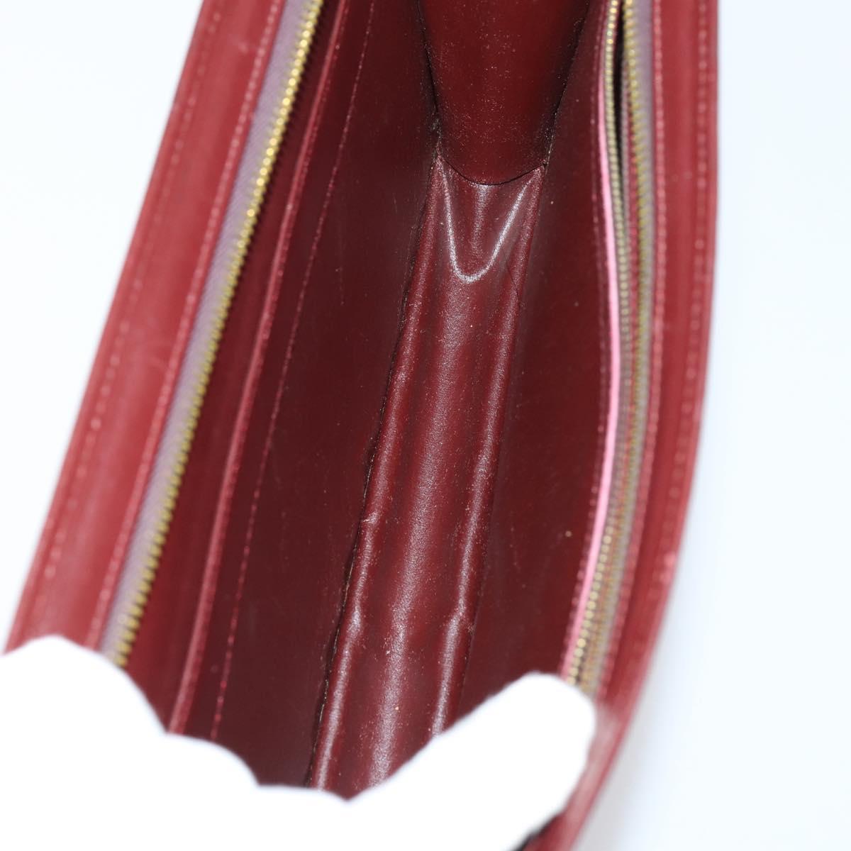 CARTIER Must Line Clutch Bag Leather 4 Set Bordeaux Gold Auth bs30524