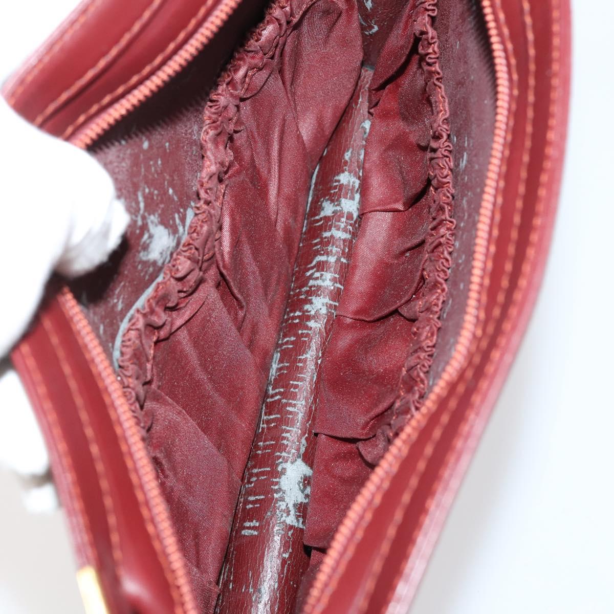 CARTIER Must Line Clutch Bag Leather 4 Set Bordeaux Gold Auth bs30524